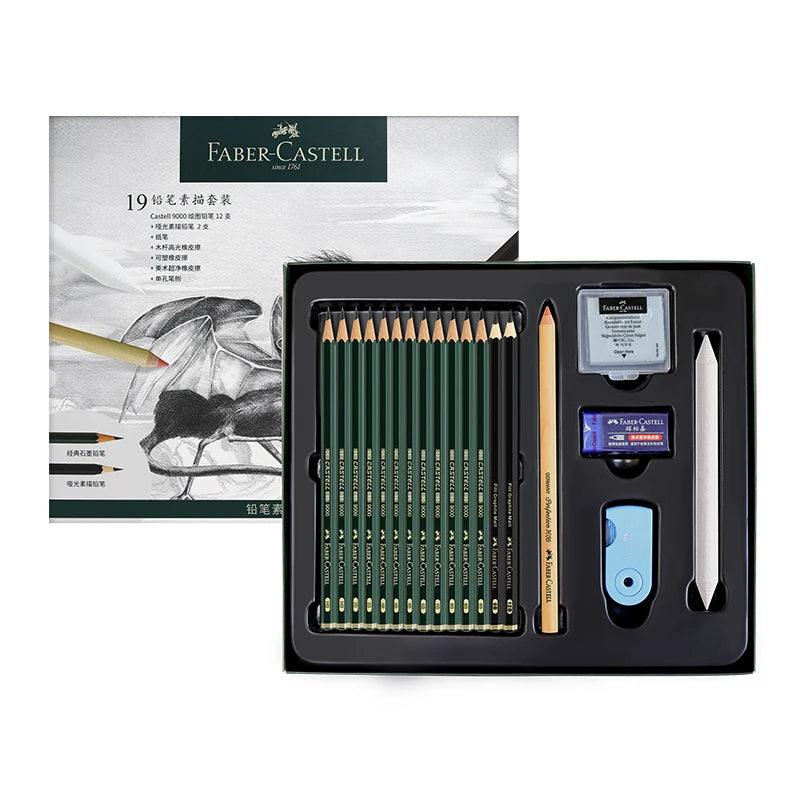 Pitt Graphite Set Tin of 19 , Anti-Break Graphite, Matte Finish, Ideal for Illustration & Technical Drawing