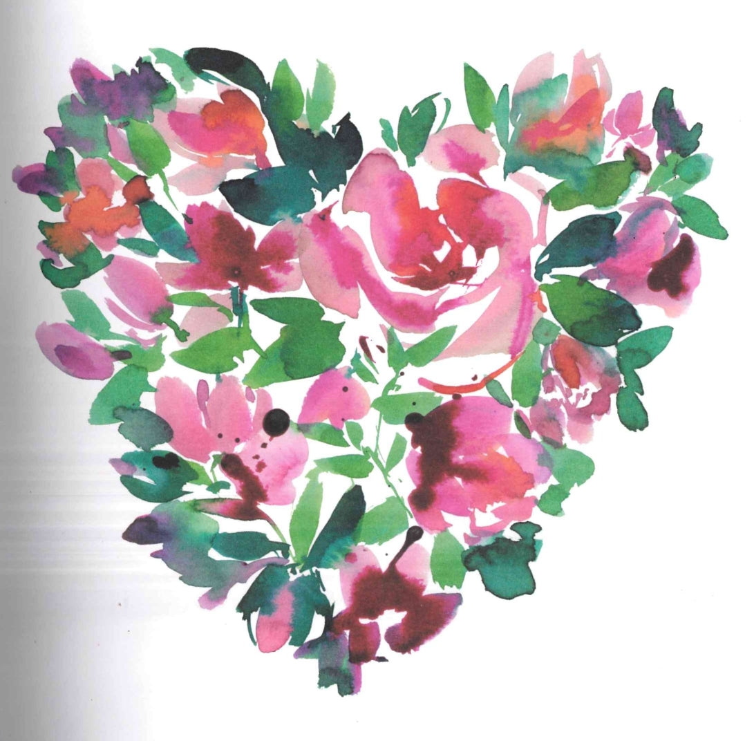 Cœur fleurs coloriage inversé 