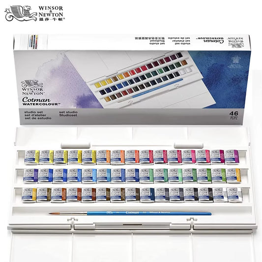 Grand coffret de peinture aquarelle. Plusieurs godets de peintures aquarelles. Peinture de la marque Winsor & Newton. Exprimez vous avec confiance !