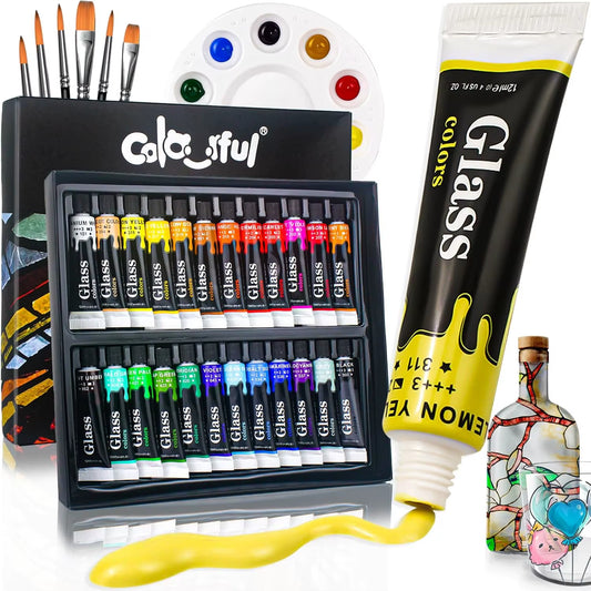 Coffret de peinture pour peindre sur différents support tel le verre, la porcelaine, la céramique .. Idéal pour décorer vos objets maison ! A vos peintures !