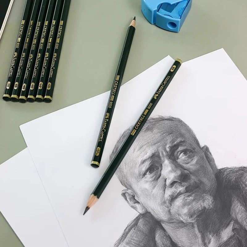 Dessin d'un portrait avec crayons Faber Castell