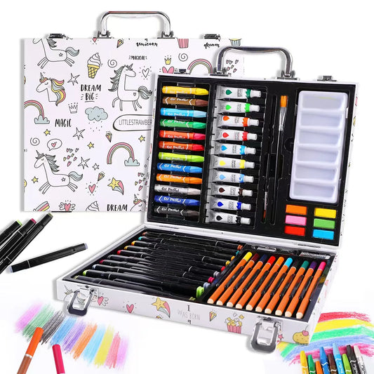 Cette magnifique mallette créative est idéale pour donner envie aux enfants de découvrir leur créativité à travers le dessin et la peinture. Idéal idée cadeau !
