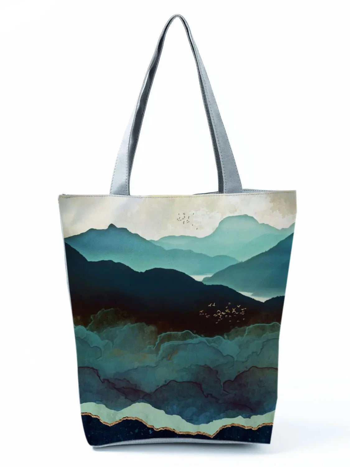 Sac pour femme qui se porte à la main ou sur l'épaule. Belle contenance pour sortir partout au quotidien. Illustration style peinture et nature.