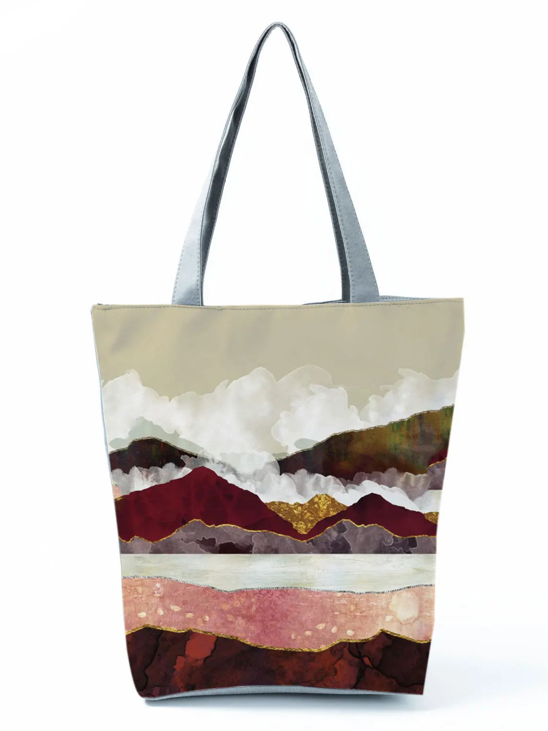 Sac pour femme qui se porte à la main ou sur l'épaule. Belle contenance pour sortir partout au quotidien. Illustration style peinture et nature.