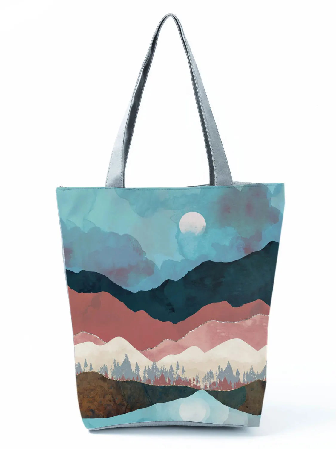 Sac pour femme qui se porte à la main ou sur l'épaule. Belle contenance pour sortir partout au quotidien. Illustration style peinture et nature.