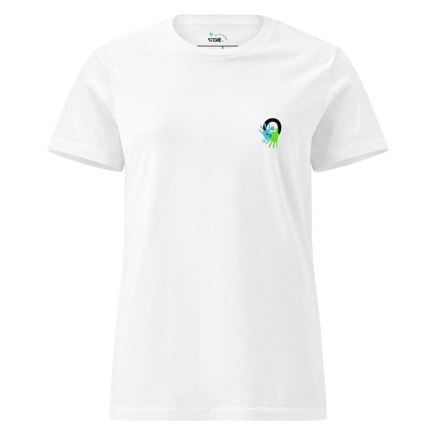 T-shirt blanc femme au style épuré. Un vêtement qui rend hommage au bilinguisme FR/LS l- langue des signes et invite à la découverte.