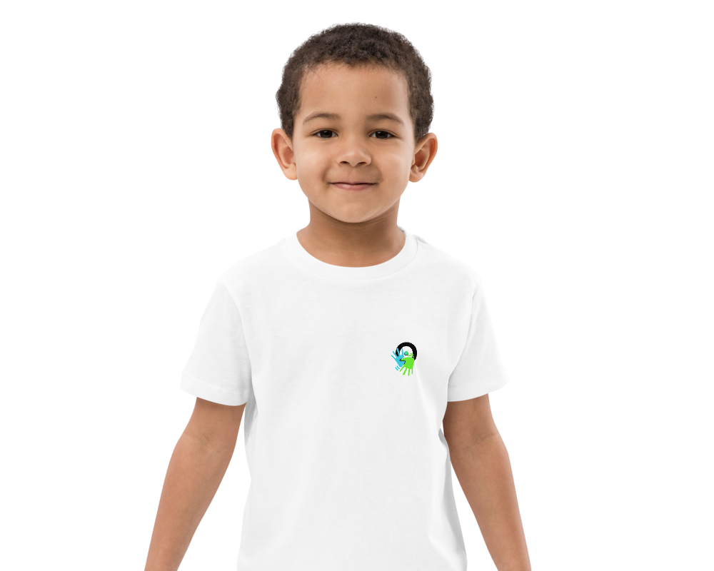 T-shirt pour enfant qui veulent véhiculer les valeurs de la marque activ'sign. En Coton blanc.