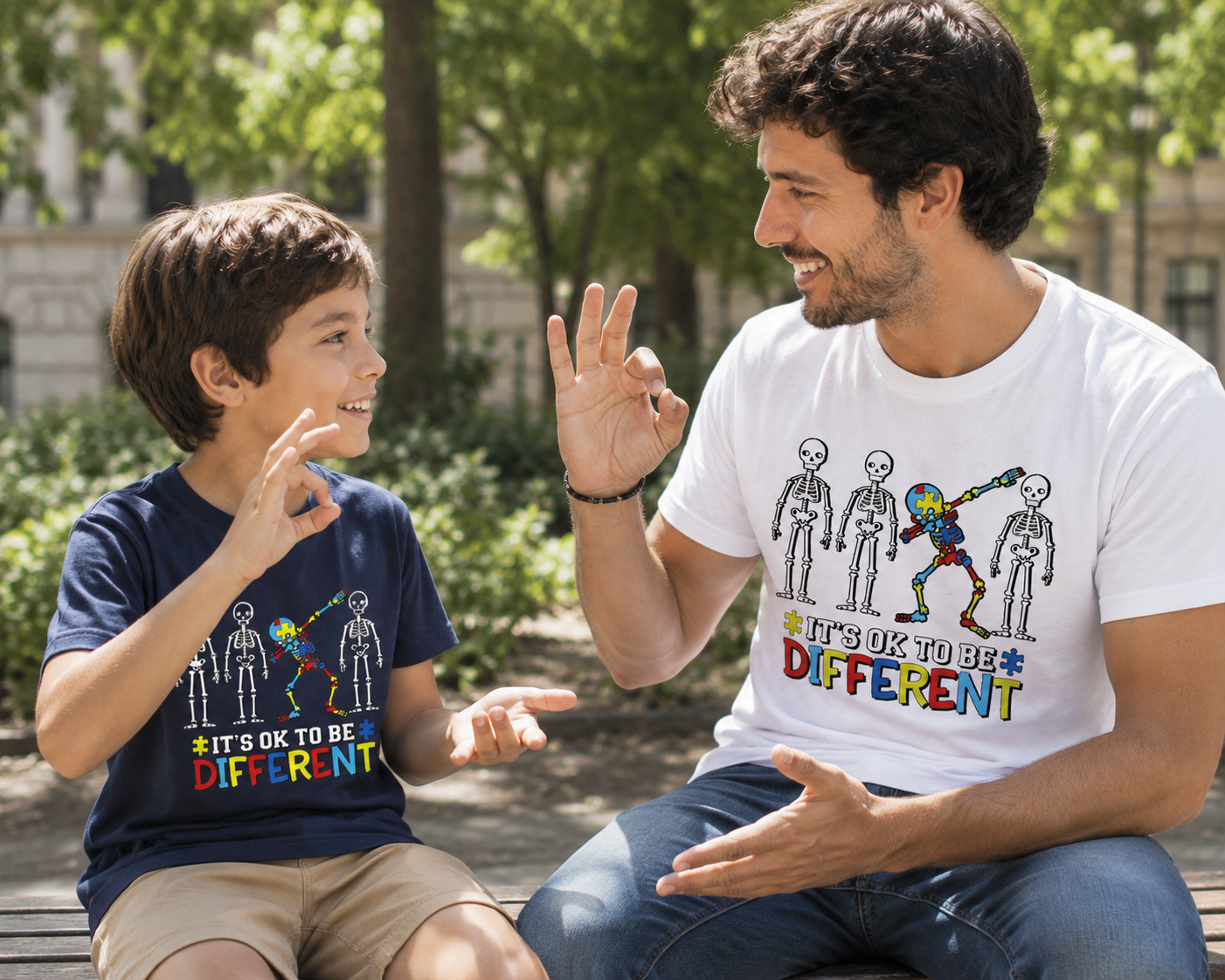 Tee-shirt homme garçon bleu Activ'Sign Langue des signes Etre différent