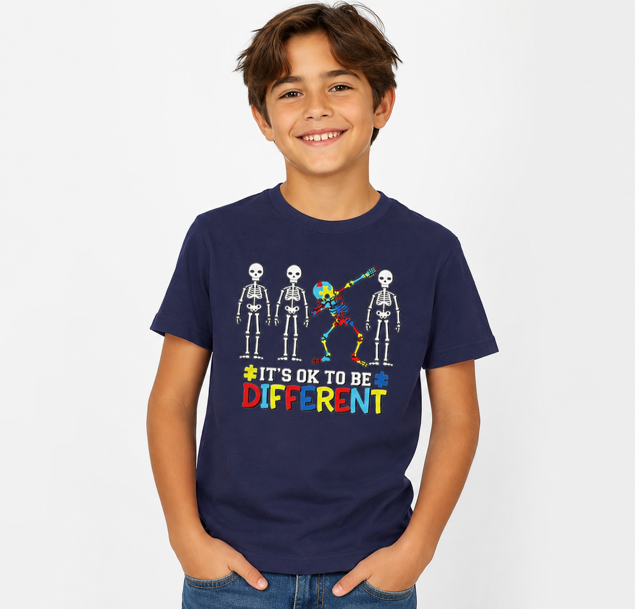 Tee-shirt homme garçon bleu Activ'Sign Langue des signes Etre différent