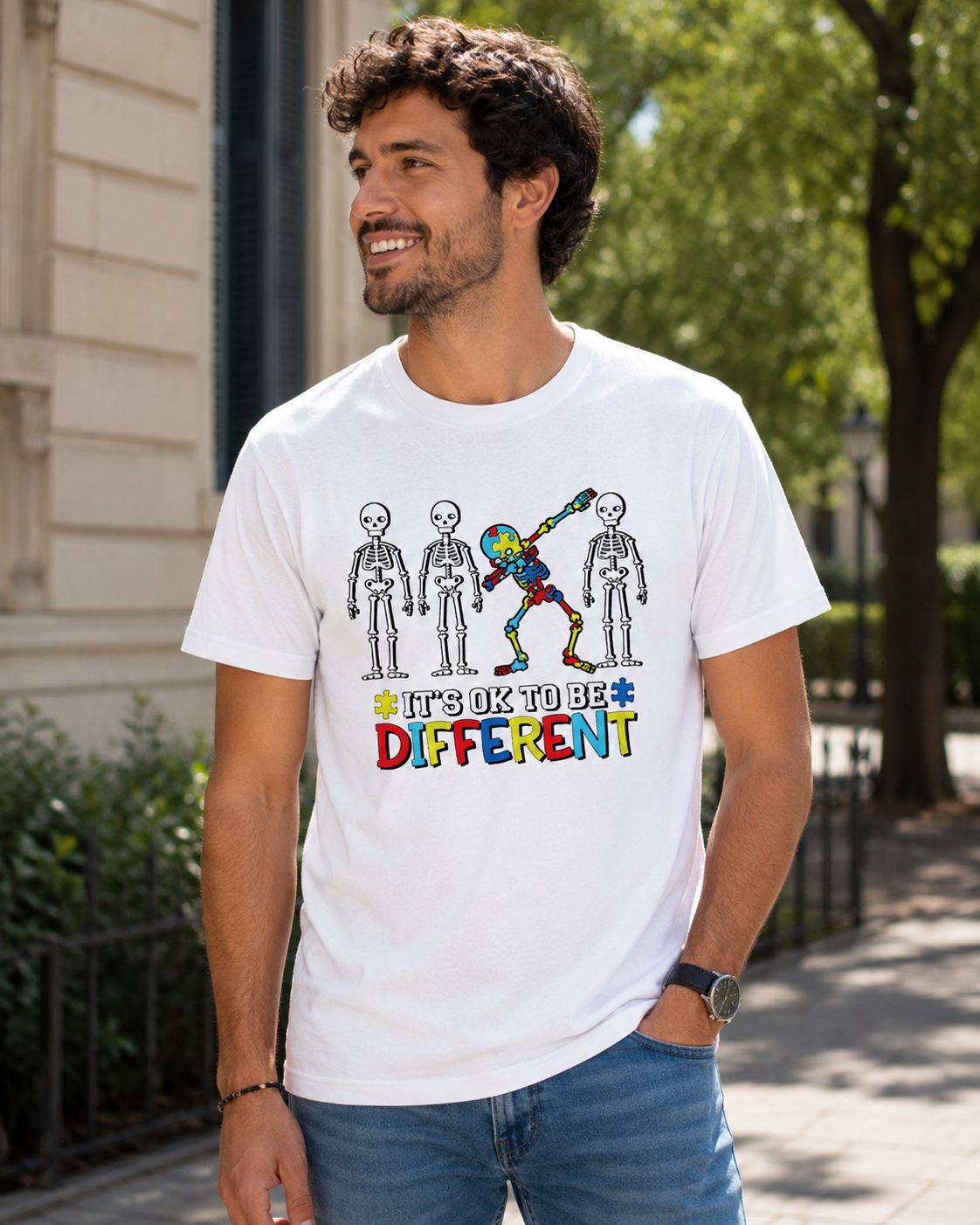Tee-shirt homme garçon blanc Activ'Sign Langue des signes Etre différent